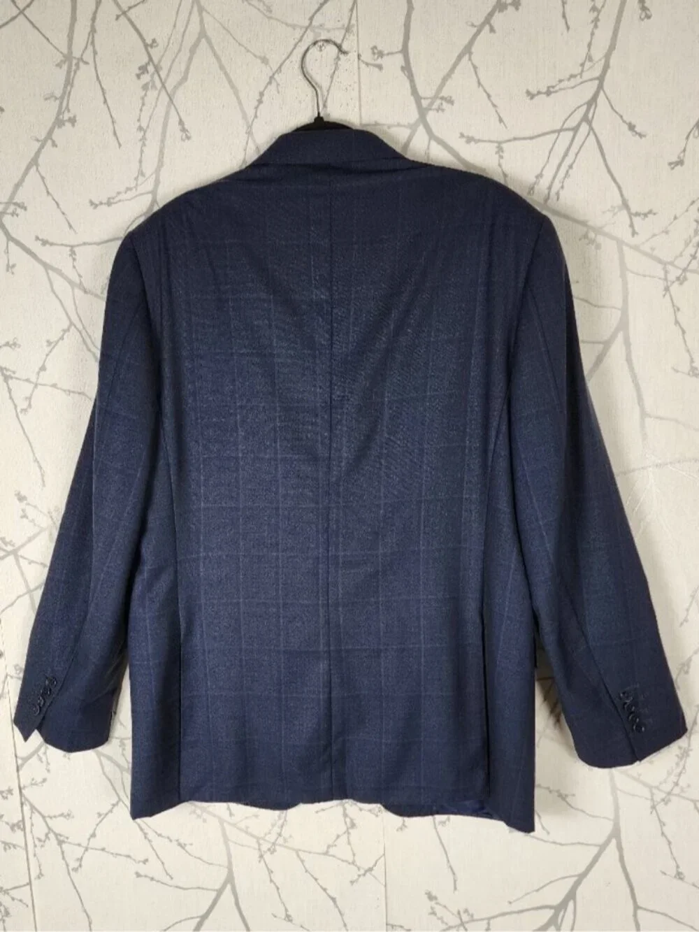 Canali Navy Windowpane Checks 100% Wool Blazer Sport Coat